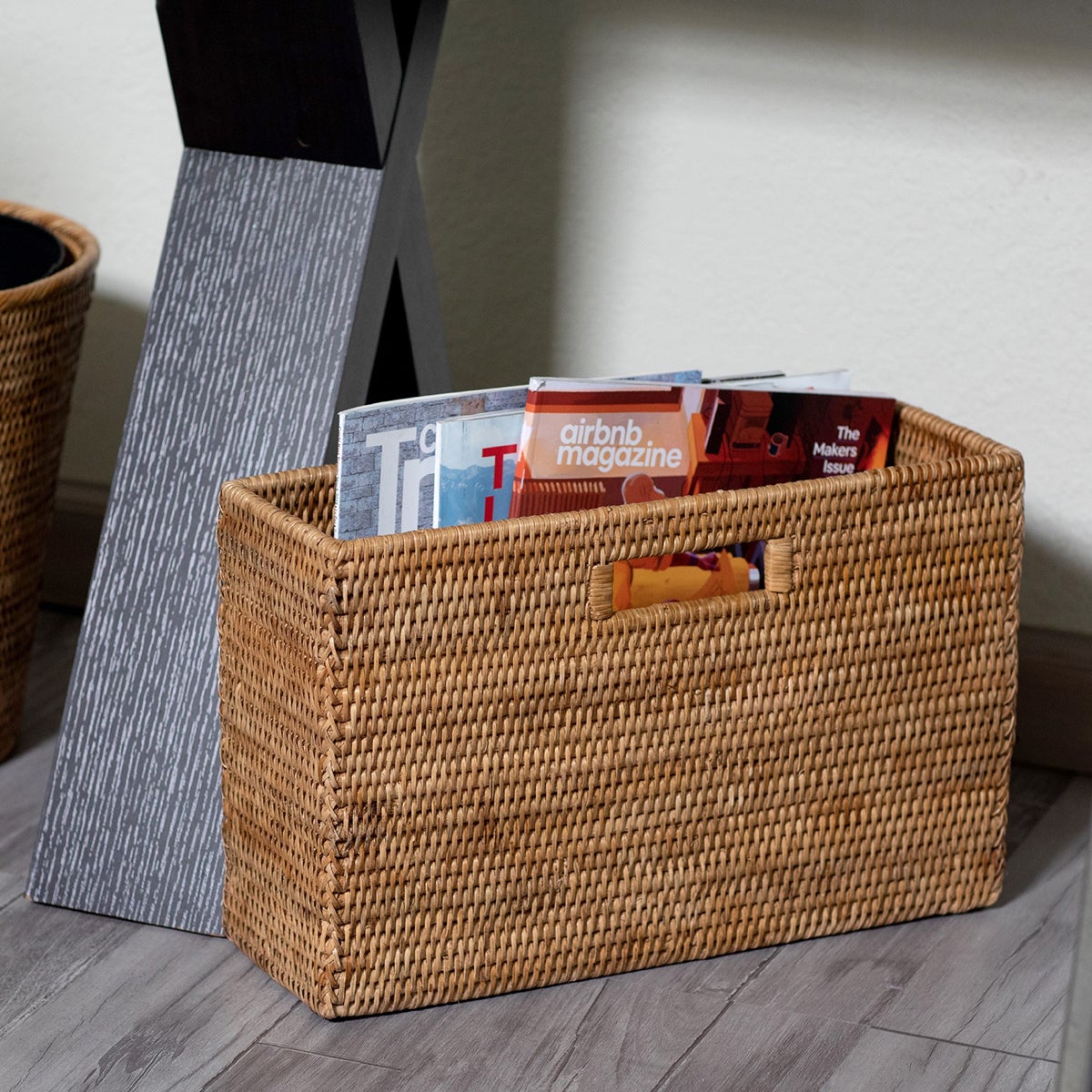 Artifacts Trading Company Rattan Rectangular Magazine Honey Brown